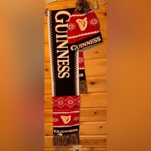 Guinness Beer Red and Black Stocking Hat and Scarf Set